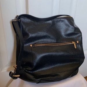 Black Faux Leather Shoulder Bag